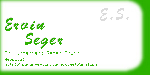 ervin seger business card